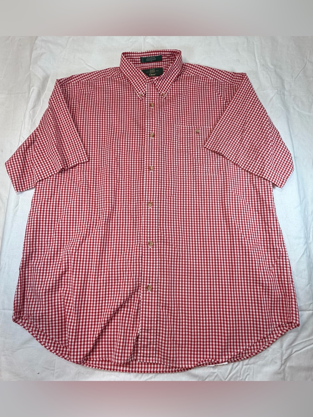 Orvis Red Gingham Button-Down Short Sleeve Shirt